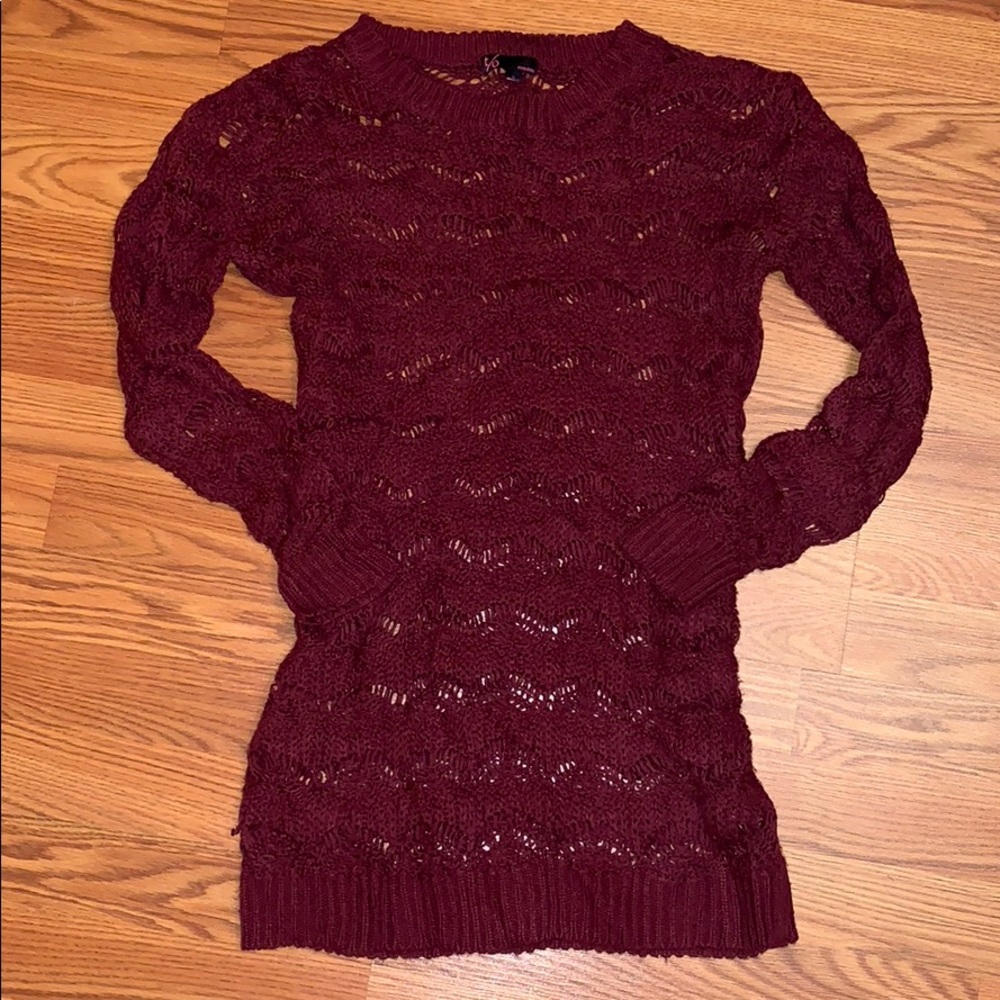 Tunic style maroon sweater